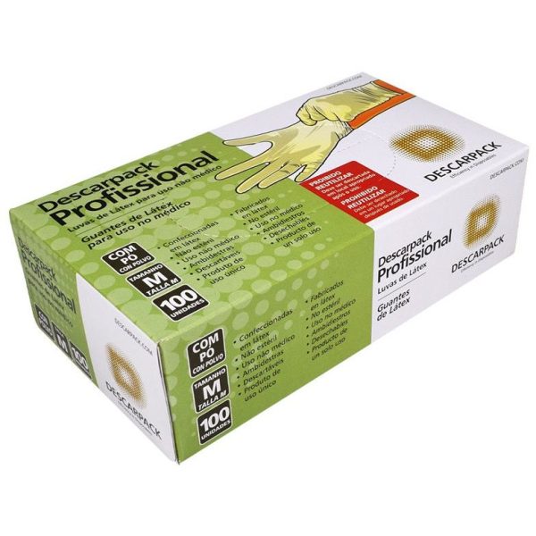 Caixa c/ 100  Descarpack - Luvas de Látex com Pó