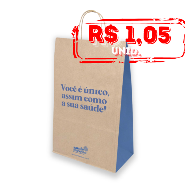 Pack c/ 500 - Sacola Ecológica em Papel Kraft 100 grs padronizada - Saúde Individualizada